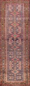 Runner Rug 4x14 Ft Geometric Floral Heriz Oriental Handmade Hallway Wool Vintage