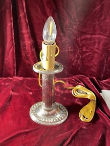 1890s French Silver On Copper Fancy Fluted Oval Column Form Candlestick Now Lamp
