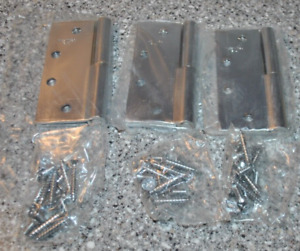 Stanley Bright Chromium Plated Butt 4 5 X 4 Door Hinges 3 Box Cover Missing