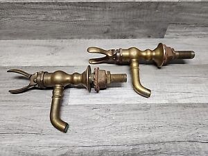 Old Antique Haydenville Co Brass Rabbit Ear Pedestal Faucets Spring Loaded Usa