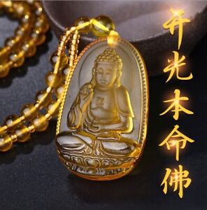 Citrine Guardian Buddha Pendant Amilet Fengshui Wealth Fortune Necklace