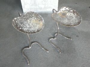 Two Labeled Salterini Lily Pad Nesting Iron Tables