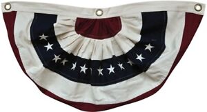 New Early Americana Patriotic Fabric Bunting Flag Window Banner 16 X30 