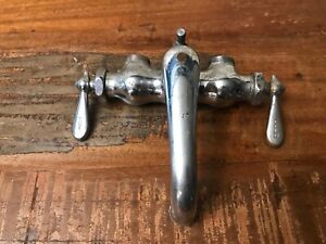 Vintage Reclaimed Wall Mount Swivel Faucet The Chicago Faucet Co Hot Cold