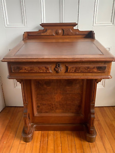 Antique Walnut Burl Davenport Desk