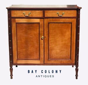20th C Antique Sheraton Style Tiger Maple Jelly Cupboard Cabinet Danersk