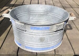 Rare Wonderful Antique Dover Wash Tub W Wooden Handles Remarkable Condition 