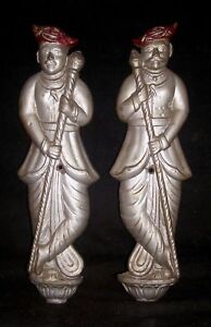 Antique Traditional Indian Maratha Peshwa Style Brass Pair Soldiers Subedar Rare