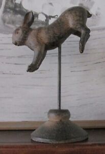 Leaping Jumping Bunny Rabbit Sculpture Primitive French Country Farmhouse Decor