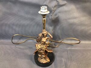 Antique Small Lamp Office Or Living Room Years 1950 With Figure Woman