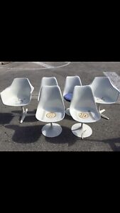 1960s Tulip Chairs Mid Century Modern Set Of 6 White Seats Knoll Burk Saarinen