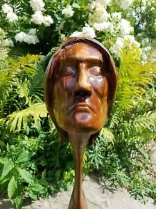 Finely Carved Rosewood Antique Folk Art Ship Figurehead 35 Inches Long