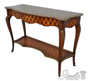L61895ec Theodore Alexander French Marquetry Inlaid Marble Top Console Table