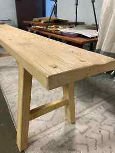 Handmade Reclaimed Wide Elm Wood Bench Long Solid Wood Bench Vintage Style