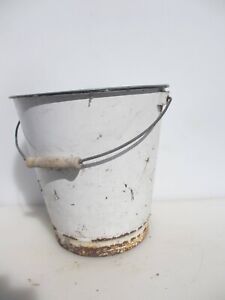 Vintage Enamel Bucket Iron Planter Pot Tub Garden Antique