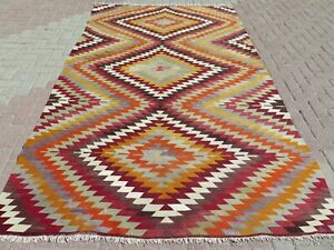 Turkish Kilim Wool Rug Area Rugs Handmade Floor Kelim Rug Classicrug 69 X113 