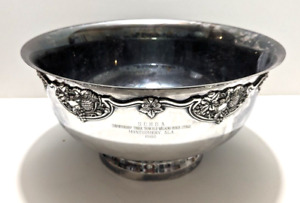 Vintage Ornate Silver Plated Punch Bowl Large Horse Racing Trophy 1962