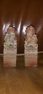 3 1 2 Inch Marble Pair Of Foo Dog Statues