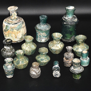 15 Large Ancient Roman Glass Bottles Vessels Circa 1st 2nd Century Ad