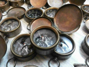 Vintage Brass Lot Of 25 Pcs Compass Nautical Lid Compass New Handmade Designer