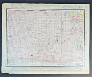 Antique 1895 Map Of Detroit Michigan Published By Rand Mcnally Co 