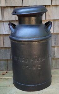 Vintage United Farmers Of New England 10 Gallon Steel Milk Can Large Heavy 25 Lb