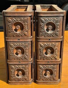 Antique Fancy Singer Treadle Sewing Machine Drawers Set Of 6 With Frames Vgc