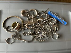Vintage Sterling Silver 925 Scrap Job Lot Rosary Military Pin Money Clip More 