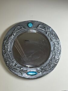 Arts And Crafts Pewter Wall Mirror With Ruskin Stones From Liberty Co 