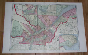 1901 Original Antique Map Of Quebec Montreal Eastern Township Saguenay Canada