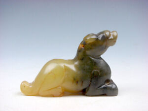 Old Nephrite Jade Stone Carved Sculpture Seated Foo Dog Lion 09112207