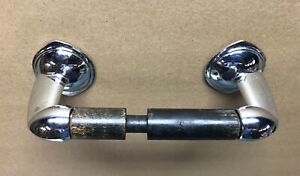 Antique Chrome Brass Bullet End Deco Toilet Paper Holder Vintage Old 929 22b