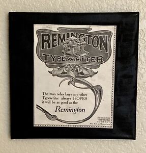 1905 Remington Typewriter Ad Advertising Saturday Evening Post 8x8 Black Canvas
