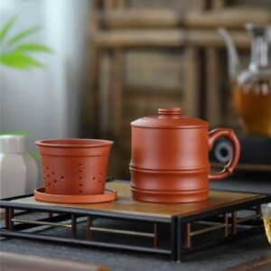 450ml Chinese Yixing Zisha Tea Cup Purple Clay Tea Mug With Strainer Basket Gift
