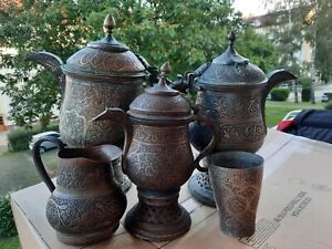 Antique Arabic Islamic Persian Pot Samovar Brass Copper Rare Handmade Middle Est