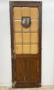92 French Antique Painted Stained And Beveled Glass Door