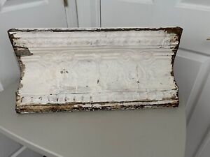 Antique Wood Tin French Ceiling Cove Trim Decorative Architectural 24 Long