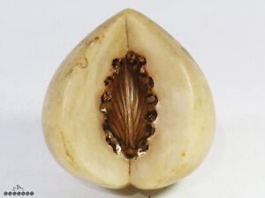 Antique Lifesize Italian Carved Alabaster Stone Fruit Peach With Pit C 1800 S