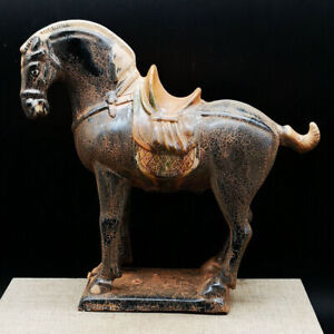 8 1 Collect Chinese Tang Dynasty Sancai Pottery War Horse Zodiac Wealth Statue