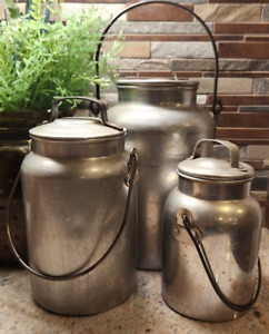 Aluminum Milk Buckets Set Of 3 Tin Priscilla Viko 1 2 4 Quart Sizes Vintage