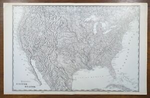 Vintage 1901 Topographical United States Map 22 X14 Old Antique Original Usa