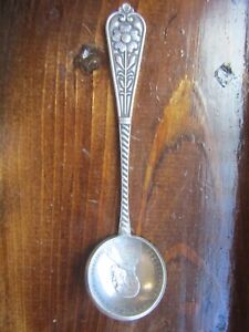 Floral Russian Coin Spoon Silver Antique Collectible Curio