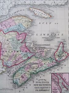 Canadian Maritimes New Brunswick Nova Scotia Halifax 1870 Mitchell Map