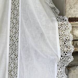 90 X 77 Square French Antique White Lace Tablecloth Curtain Day Bed Cover S