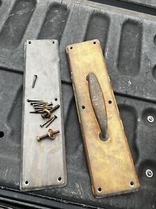 Vintage Brass Door Pull Handle Push Plate Corbin Hospital Salvage 14 X 3 5 