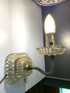 Vintage Lamp Pressed Glass Clear Electric Wall Mount Sconce Light