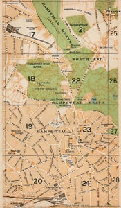 London Nw Hampstead Heath Golders Green Finchley Road West End Lane 1927 Map