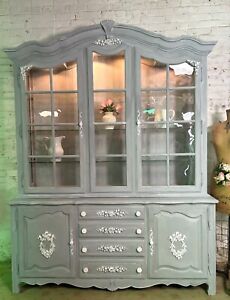 Painted Cottage Shabby Chic French China Cabinet Ethan Allen