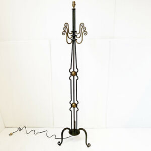 Rare Floor Lamp Vintage 1940 French Of Rene Less 40s 1940s Metal Wood