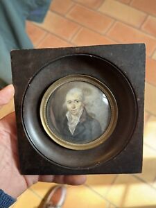 Portrait Miniature D Mens Painting Early 19 Century Frame Posterior
